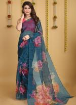 Pure Organza Morpeach Party Wear Printed Saree